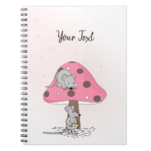 Carnet Aquarelle de souris mignonne rose personnalisée 