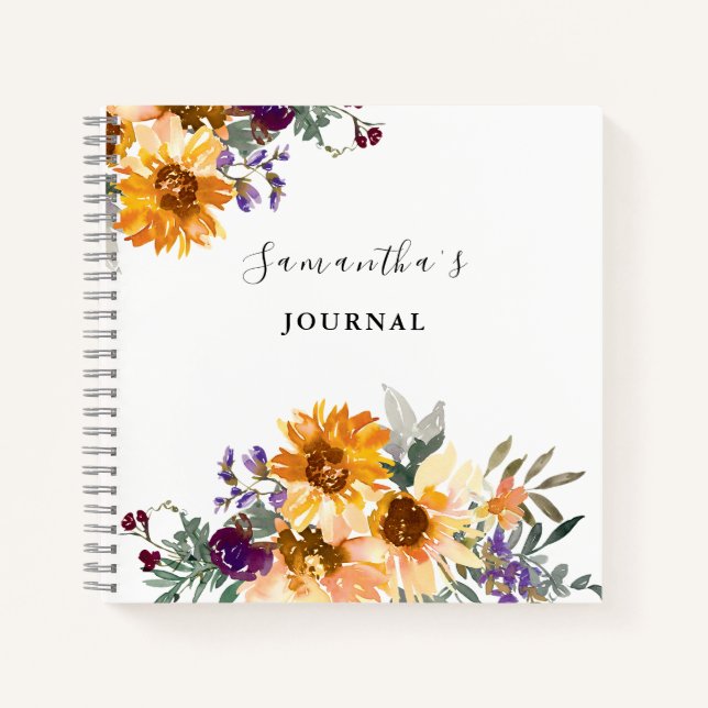 Carnet Aquarelle de tournesol Floral (Devant)
