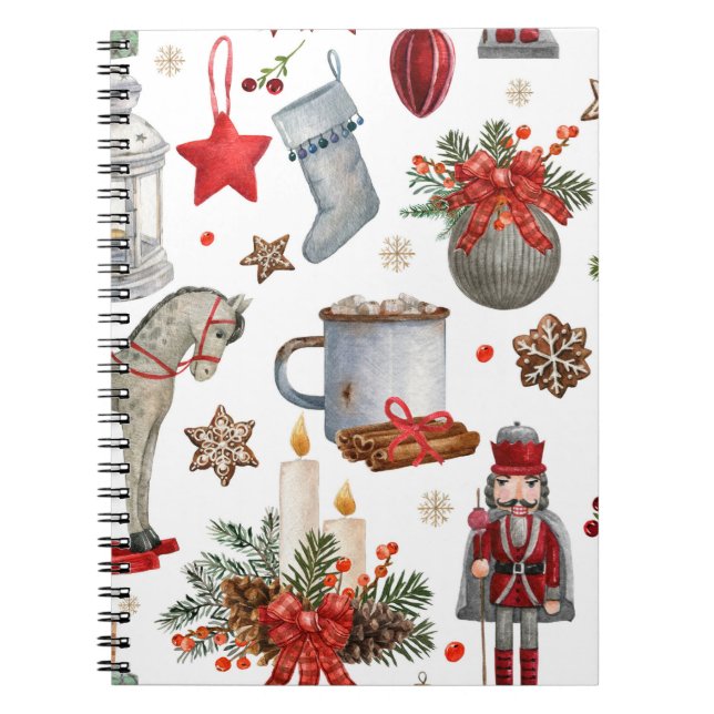 Carnet Aquarelle décoration de noël motif (Devant)
