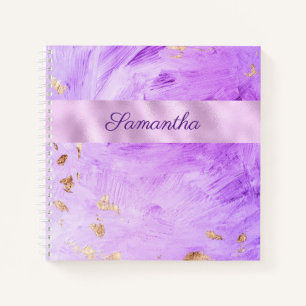 Carnet Aquarelle d'or pourpre Métallique Nom Abstrait
