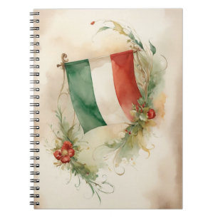 Carnet Aquarelle drapeau italien vintage