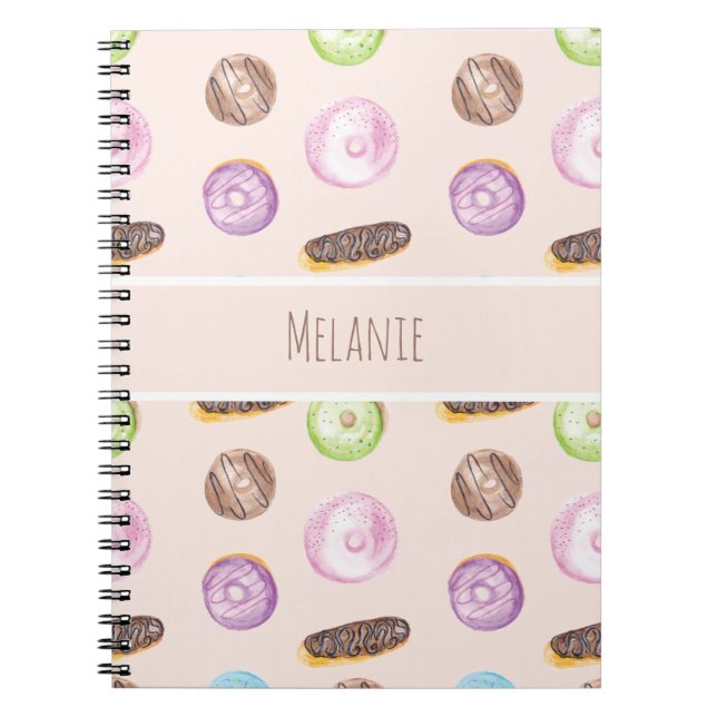 Carnet Aquarelle Éclairs Donuts Amusant Caprice Sucré (Devant)