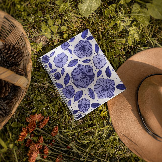 Carnet Aquarelle et fleurs d'encre - palette bleue (Créateur téléchargé)
