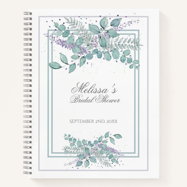 Carnet Aquarelle Eucalyptus Fête des mariées cadeau invit (Devant)