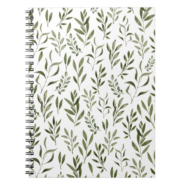 Carnet Aquarelle Eucalyptus Motif Feuille (Devant)