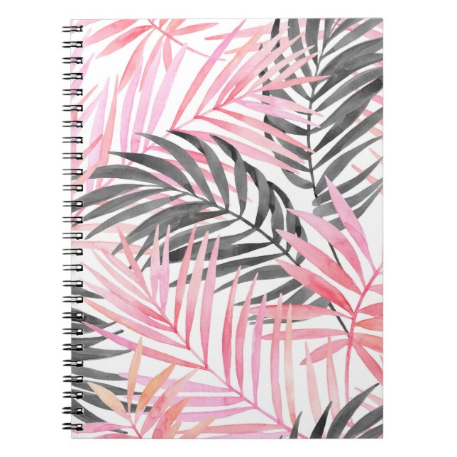 Carnet Aquarelle Feuille rose tropicale (Devant)