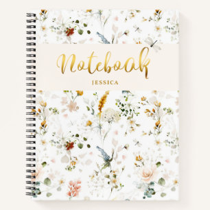 Carnet Aquarelle Fleur sauvage Jardin Monogramme