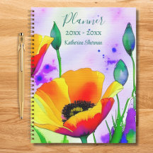 Aquarelle Fleurs Coquelicots de Californie Personn
