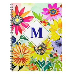 Carnet Aquarelle Fleurs Monogrammes