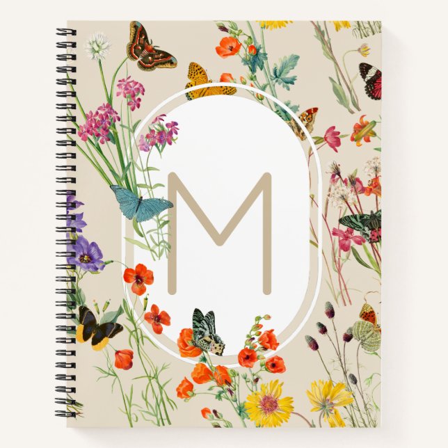 Carnet Aquarelle Fleurs sauvages & papillons Jardin Flora (Devant)