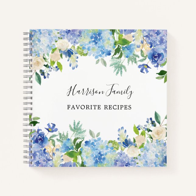 Carnet Aquarelle Floral Personnalisé Recette Ordinateur p (Devant)