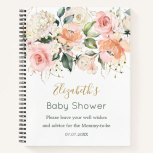 Carnet Aquarelle Florale Apricot rose Roses Baby shower  