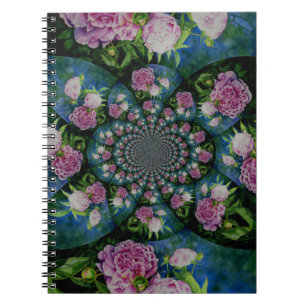 Carnet Aquarelle florale de pivoine rose blanc