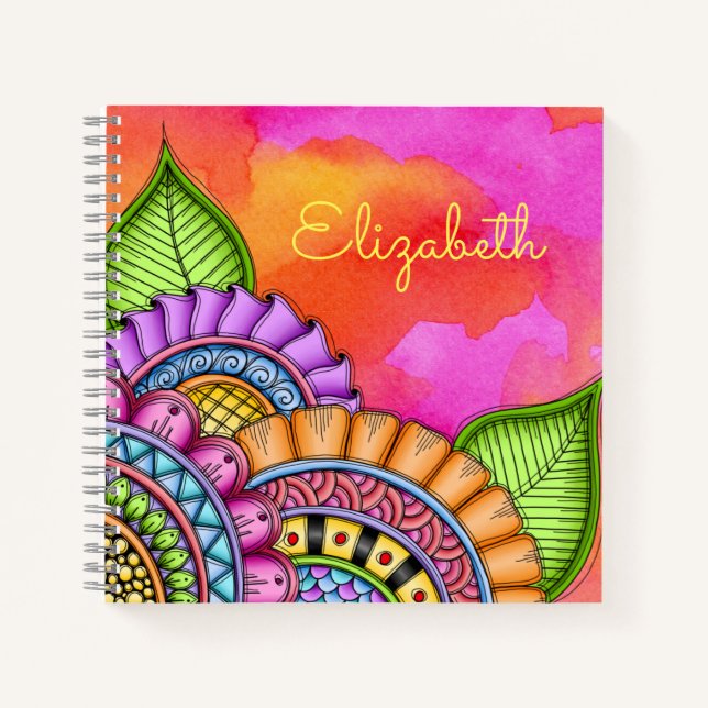 Carnet Aquarelle florale moderne couleur Whimsical (Devant)