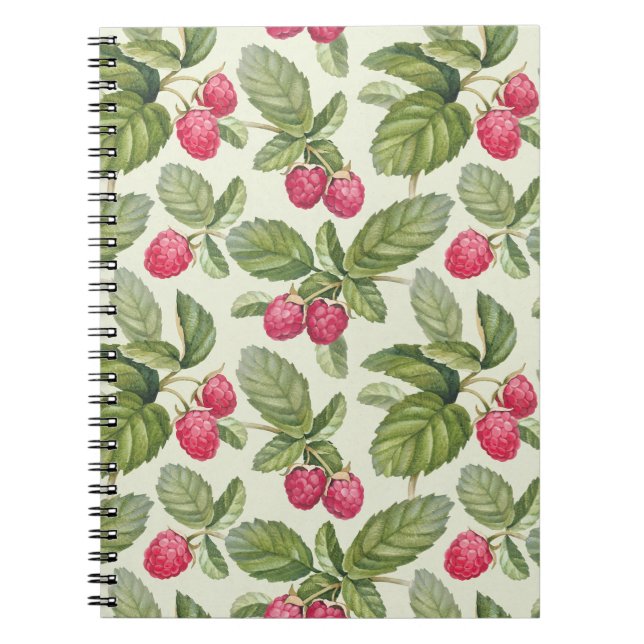 Carnet Aquarelle Framboise Motif sans couture (Devant)