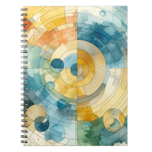 Carnet Aquarelle géométrique bleu et jaune Abstrait