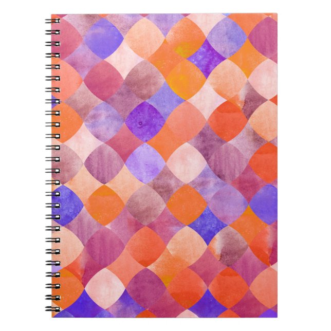 Carnet Aquarelle géométrique, écailles de poissons arabes (Devant)