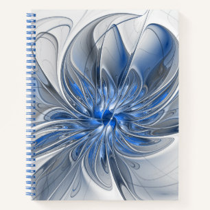 Carnet Aquarelle gris bleu Abstrait Fractal Art Flower