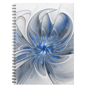 Carnet Aquarelle gris bleu Abstrait Fractal Art Flower