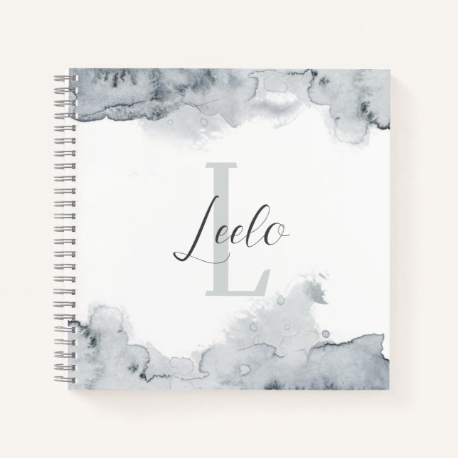 Carnet Aquarelle gris Joli Croquis personnalisé Noteboo (Devant)