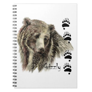Carnet Aquarelle Grizzli Ours Faune Nature Art