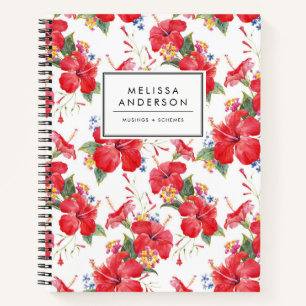 Carnet Aquarelle Hibiscus et Lantana Motif Custom