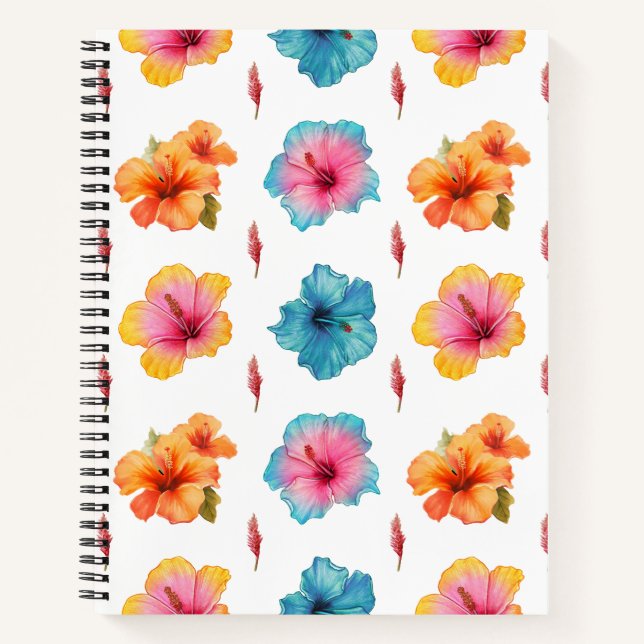 Carnet Aquarelle Hibiscus Motif sans couture (Devant)