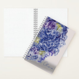 Carnet Aquarelle hydrangée grille de points BuJo