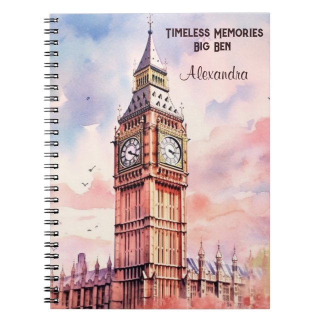 Carnet Aquarelle Icone Landmark City Londres Big Ben (Devant)