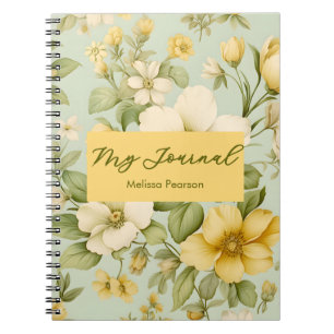 Carnet Aquarelle jaune Floral rose Bleu Aquarelle Fleurs 