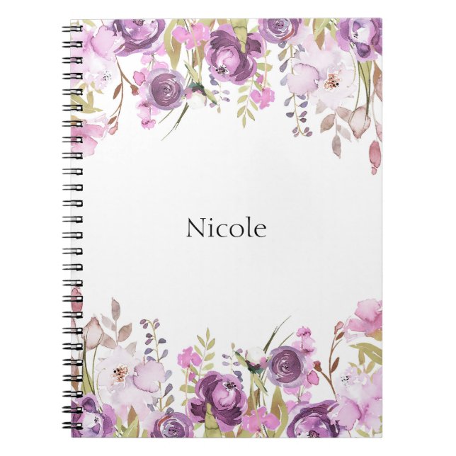 Carnet Aquarelle Lavande Violette Lilac Chic Floral (Devant)