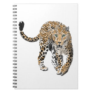 Carnet aquarelle léopard jungle chat animal peint vert
