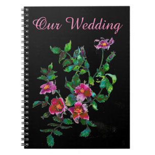Carnet Aquarelle magenta rose vintage roses