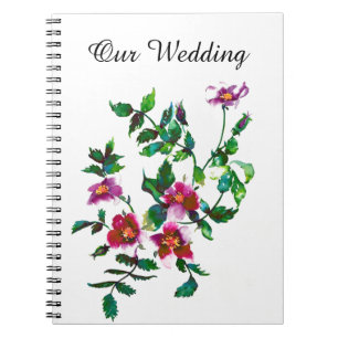 Carnet Aquarelle magenta rose vintage roses