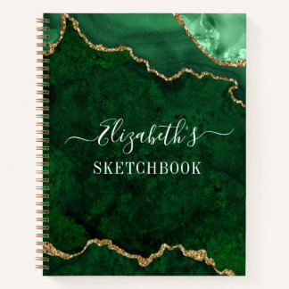 Carnet Aquarelle Marbre Or Green Geode Sketbook