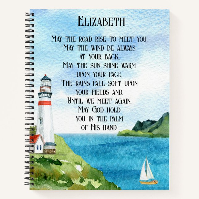Carnet Aquarelle Mer Irlandais Bienheureux Poème Se Débar (Devant)