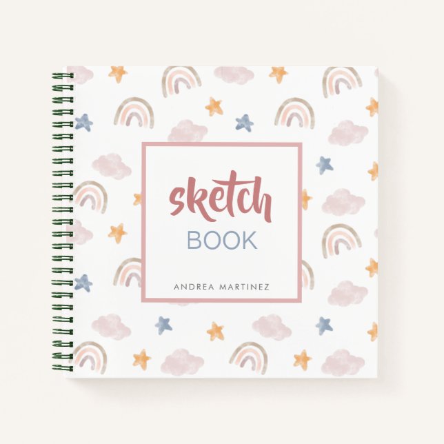 Carnet Aquarelle mignonne et Whimsical Rainbows Sketchboo (Devant)