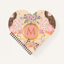 Carnet Aquarelle mignonne Fleurs roses Monogrammes pour e