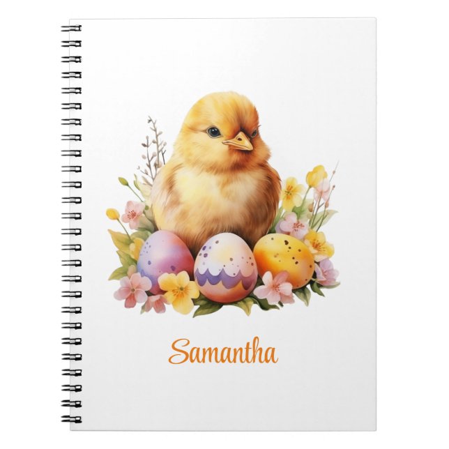 Carnet Aquarelle mignonne Poulet Jaune aux oeufs (Devant)