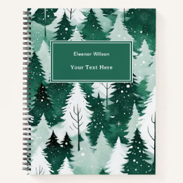 Carnet Aquarelle moderne Arbres Scène de neige Noël