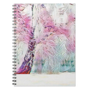 Carnet Aquarelle moderne d'arbres enneigés colorés