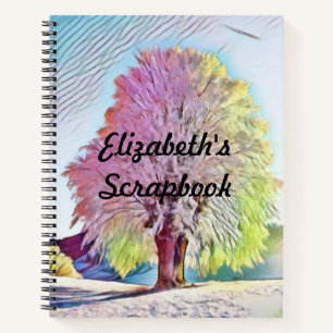 Carnet Aquarelle moderne des arbres enneigés colorés