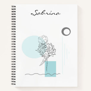 Carnet Aquarelle moderne Floral Abstrait Turquoise