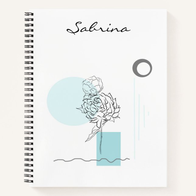 Carnet Aquarelle moderne Floral Abstrait Turquoise (Devant)