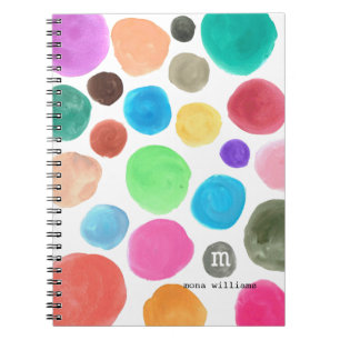 Carnet Aquarelle moderne tendance colorée Cercles Monogra