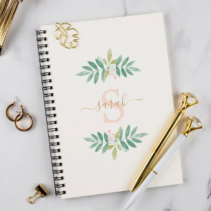 Carnet Aquarelle Monogramme floral