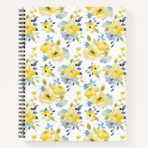 Carnet Aquarelle Motif Floral Jaune