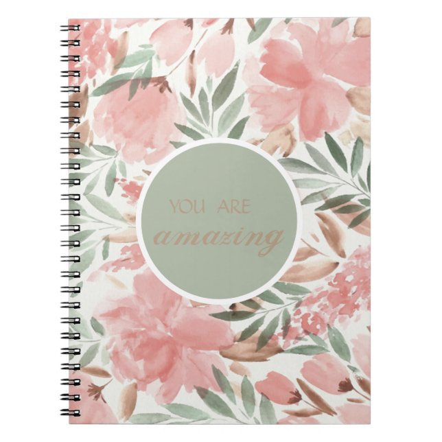 Carnet Aquarelle Motif Floral Vous Êtes Extraordinaire (Devant)