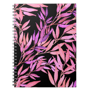 Carnet Aquarelle motif sans couture avec feuilles. Bright