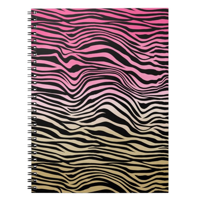Carnet Aquarelle Ombre or rose Zèbre noir (Devant)